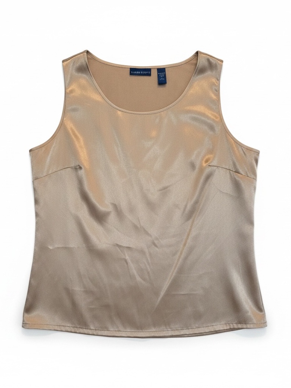 Karen Scott Champagne Shimmer Satin Shell Top Sleeveless Blouse Size L - Picture 3 of 4